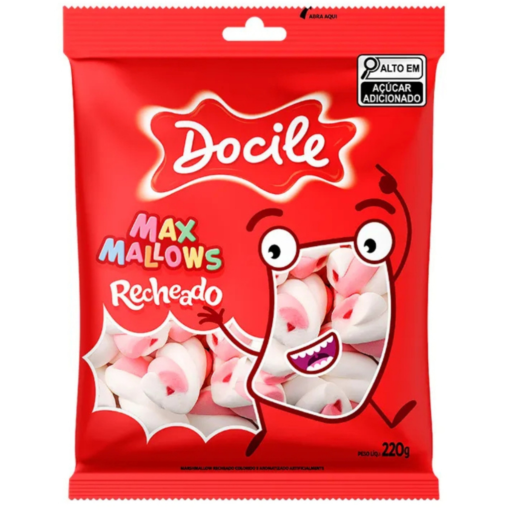 Marshmallow Twist Recheado Rosa/Branco 220g Docile