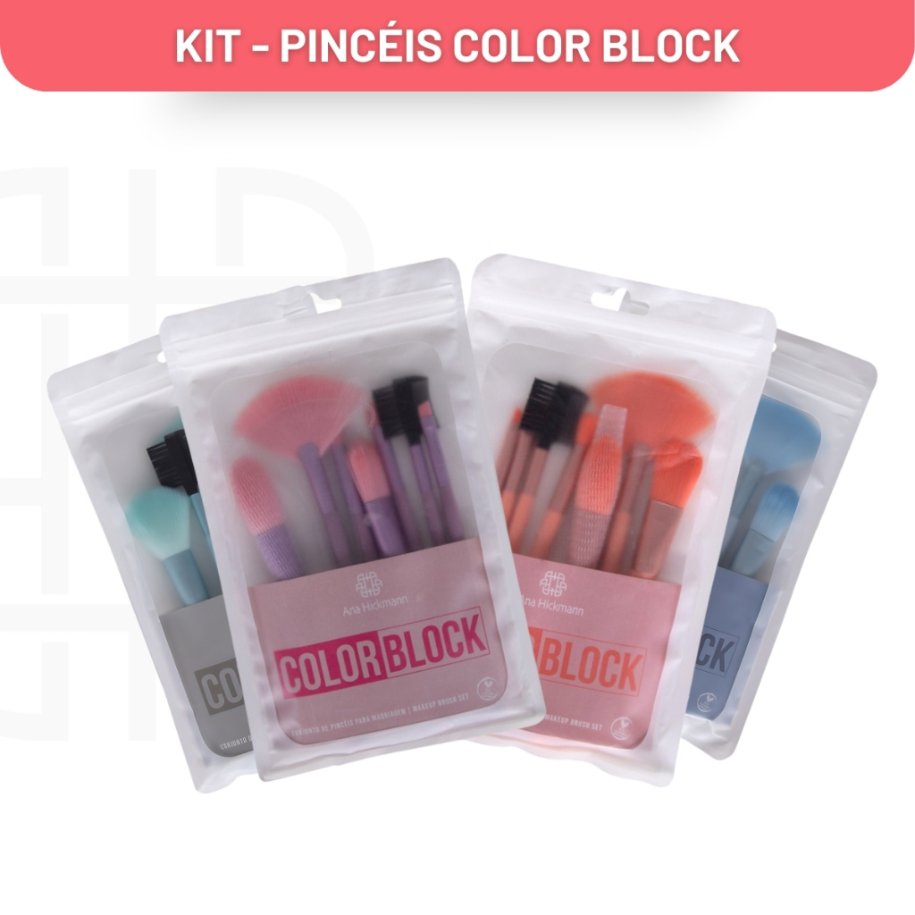 Kit de Pinceis Conjunto Color Block Ana Hickmann em Oferta na Shopee
