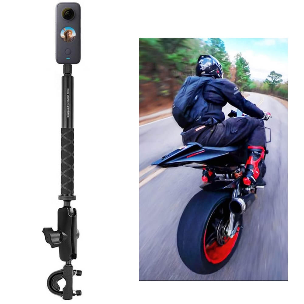 Suporte Moto P/ Câmera 360 Graus Efeito Bastão Invisível Insta360 Extensor Retrátil Alumínio Gopro