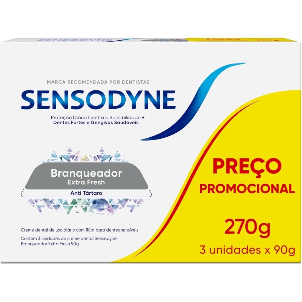 Kit Creme Dental Sensodyne Branqueador Extra Fresh 90G L3/P2 em Oferta na Shopee