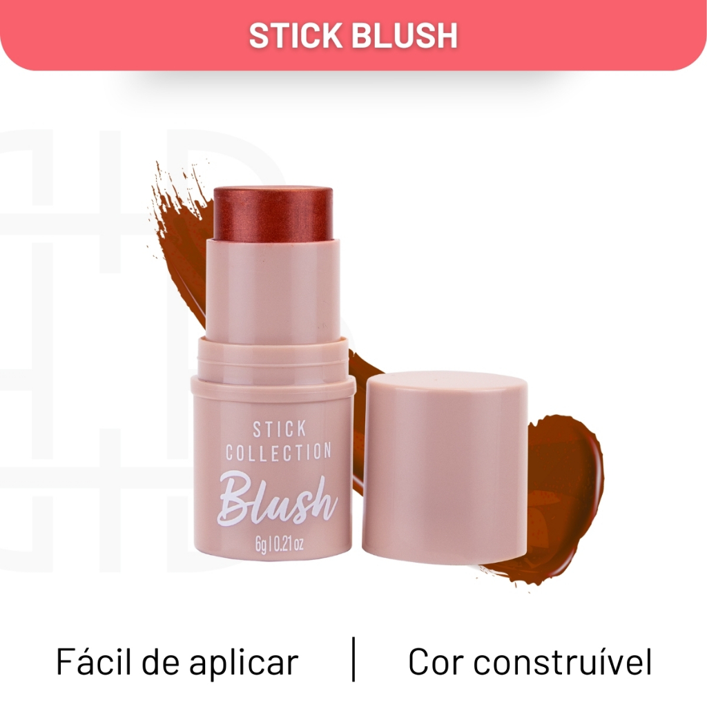 Detalhes do Blush em Bastão Stick Brigitte ou Carmen Vegano Ana Hickmann