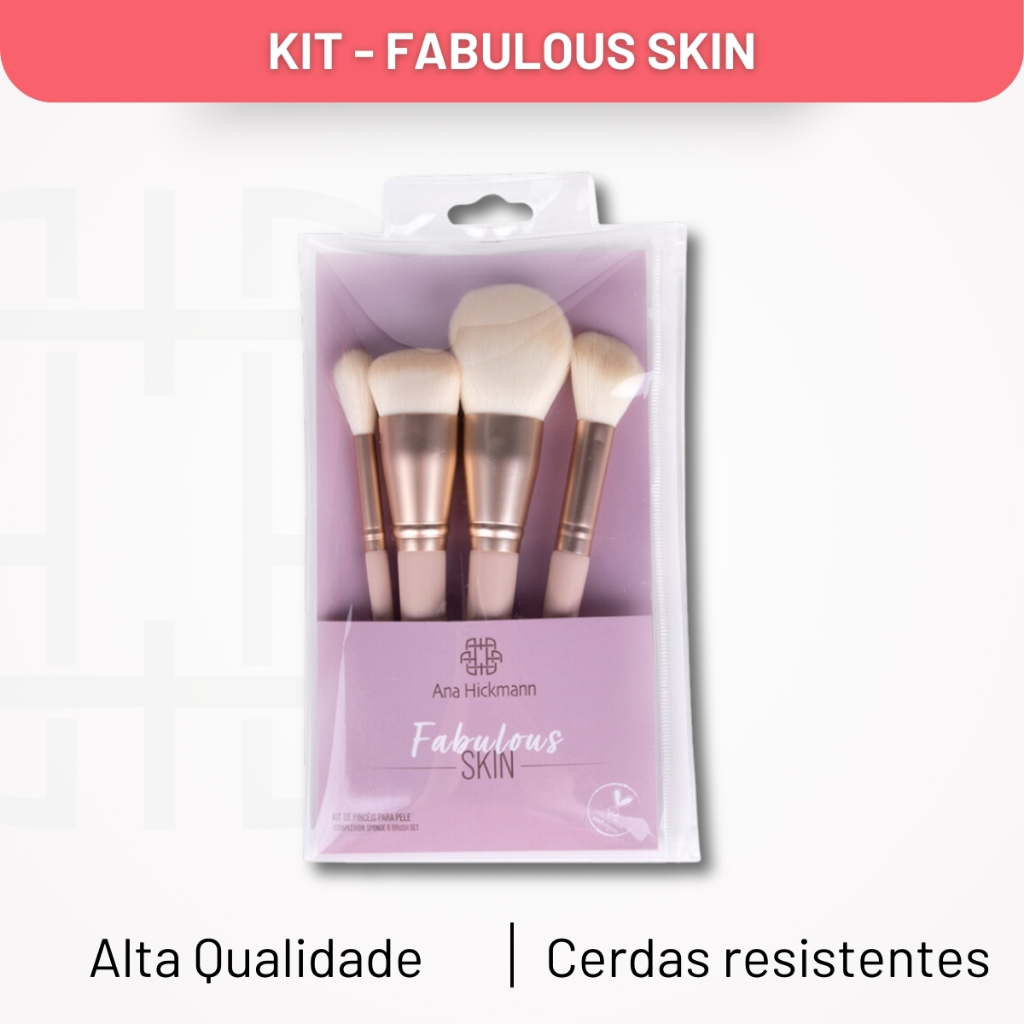 Kit de Pincéis Para Maquiagem Fabulous Skin Vegano Ana Hickmann em Oferta na Shopee