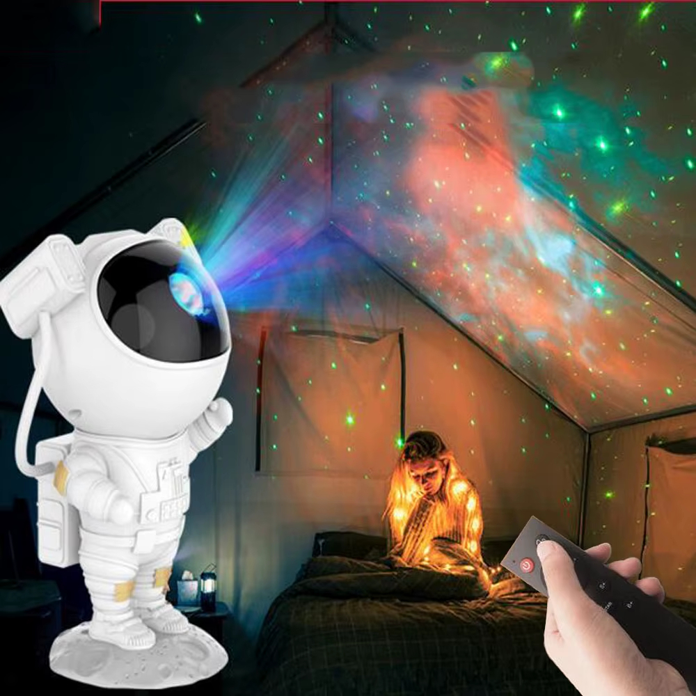 Projetor de luz Astronauta Luminária Galáxia Nebulosa com Temporizador e Controle via App