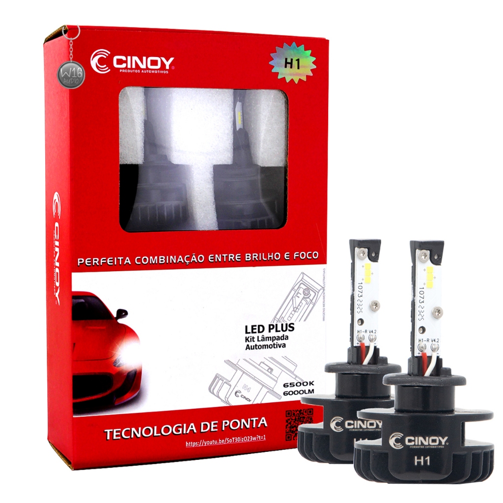 Par Lâmpada Super Led Cinoy Plus H1 6500k + Canceller em Oferta na Shopee