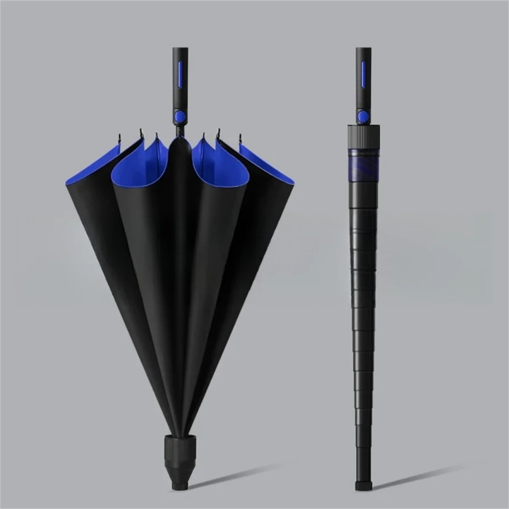 Guarda Chuva Automático Grande Hastes de Fibra de Vidro Reforçada Contra Vento Copo Coletor de Água Proteção UV Blackout