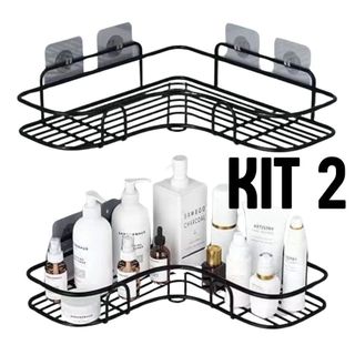 Kit 2 Prateleiras Suporte Com Alto Adesivos Para Parede Banheiro Cozinha lavanderia Shamp…