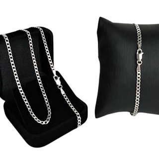 Kit Corrente + Pulseira 3mm Grumet em Prata 925 em Oferta na Shopee