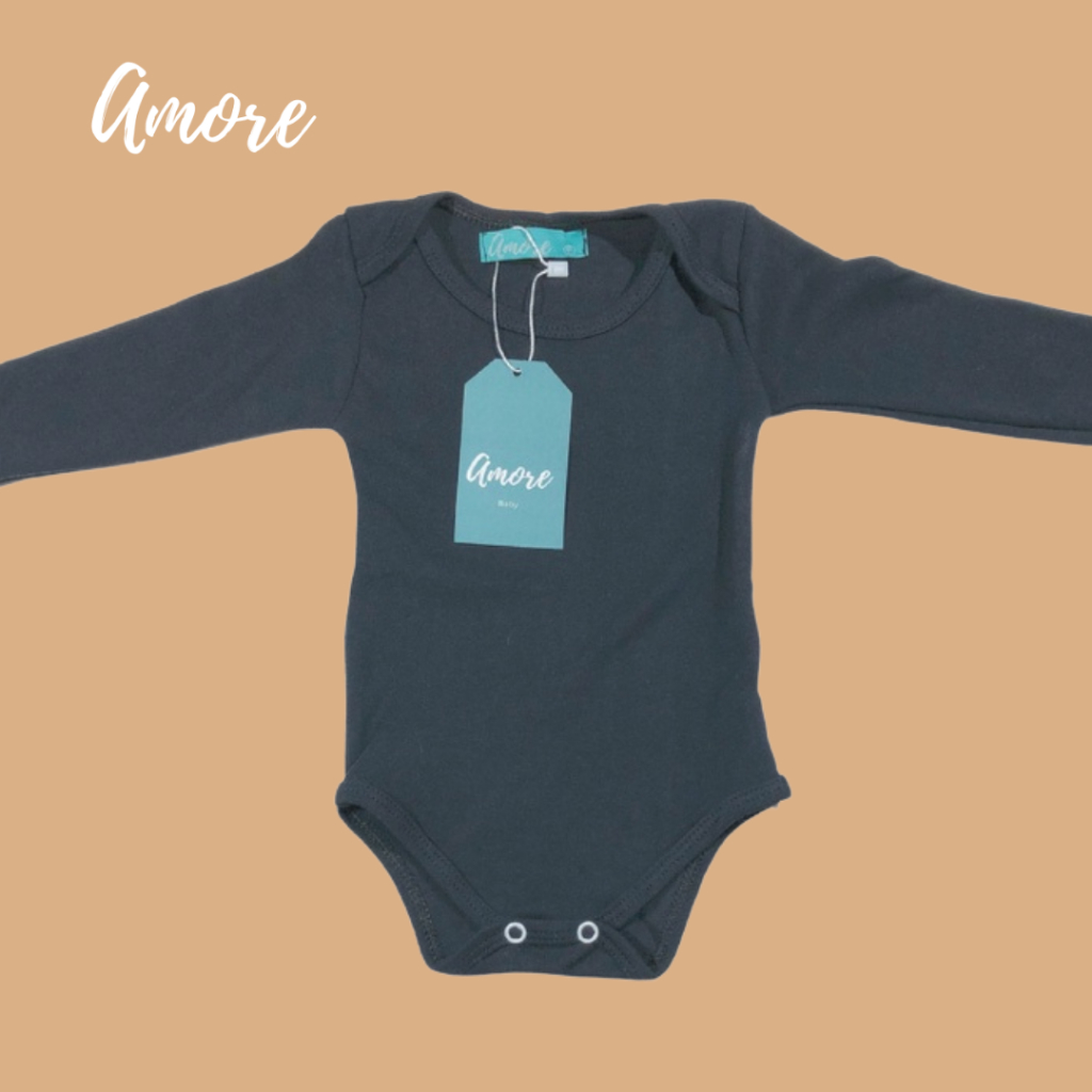 Body Manga Longa Preto Suedine - 100% Algodão