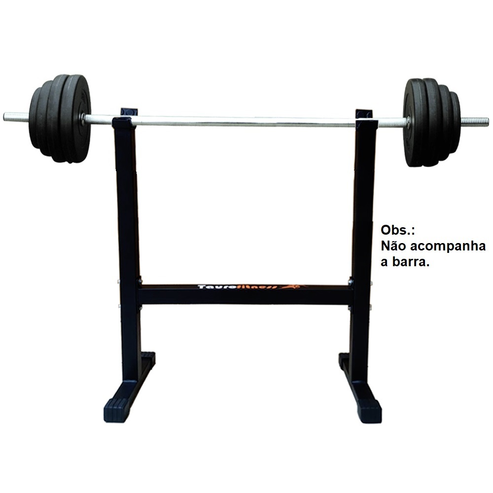 Suporte Cavalete Fixo barra Profissional 100cm Taurofitness Rosca direta  estável academia Stúdio Casa Condomiinio