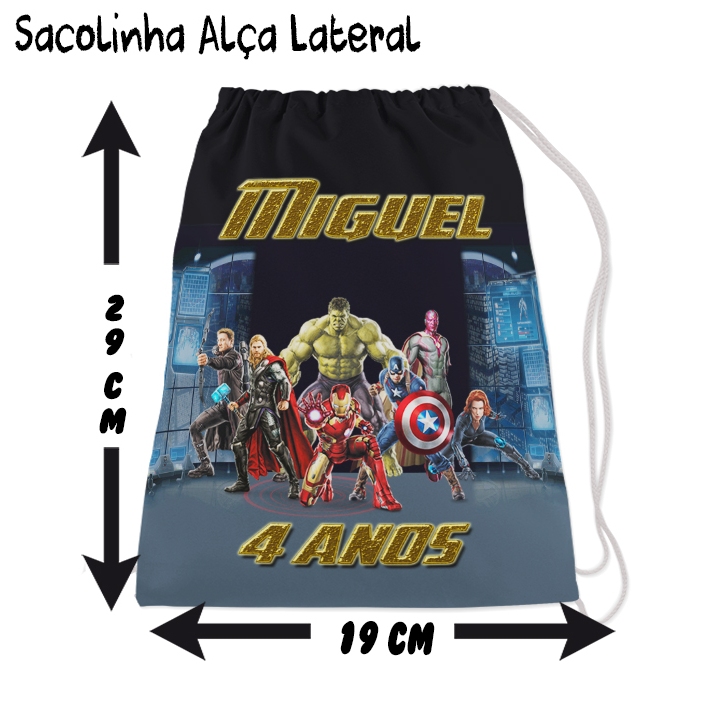 Mochilinha Sacolinha Mochila Saco Sacochila Saquinho Lembrancinha Brinde Aniversario Personalizadas Avengers Vingadores