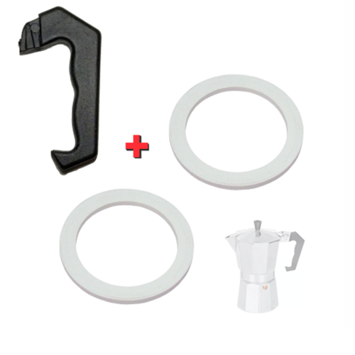 Kit Cabo + 2 Und Anel Cafeteira Italiana 6 Cafés Xícaras
