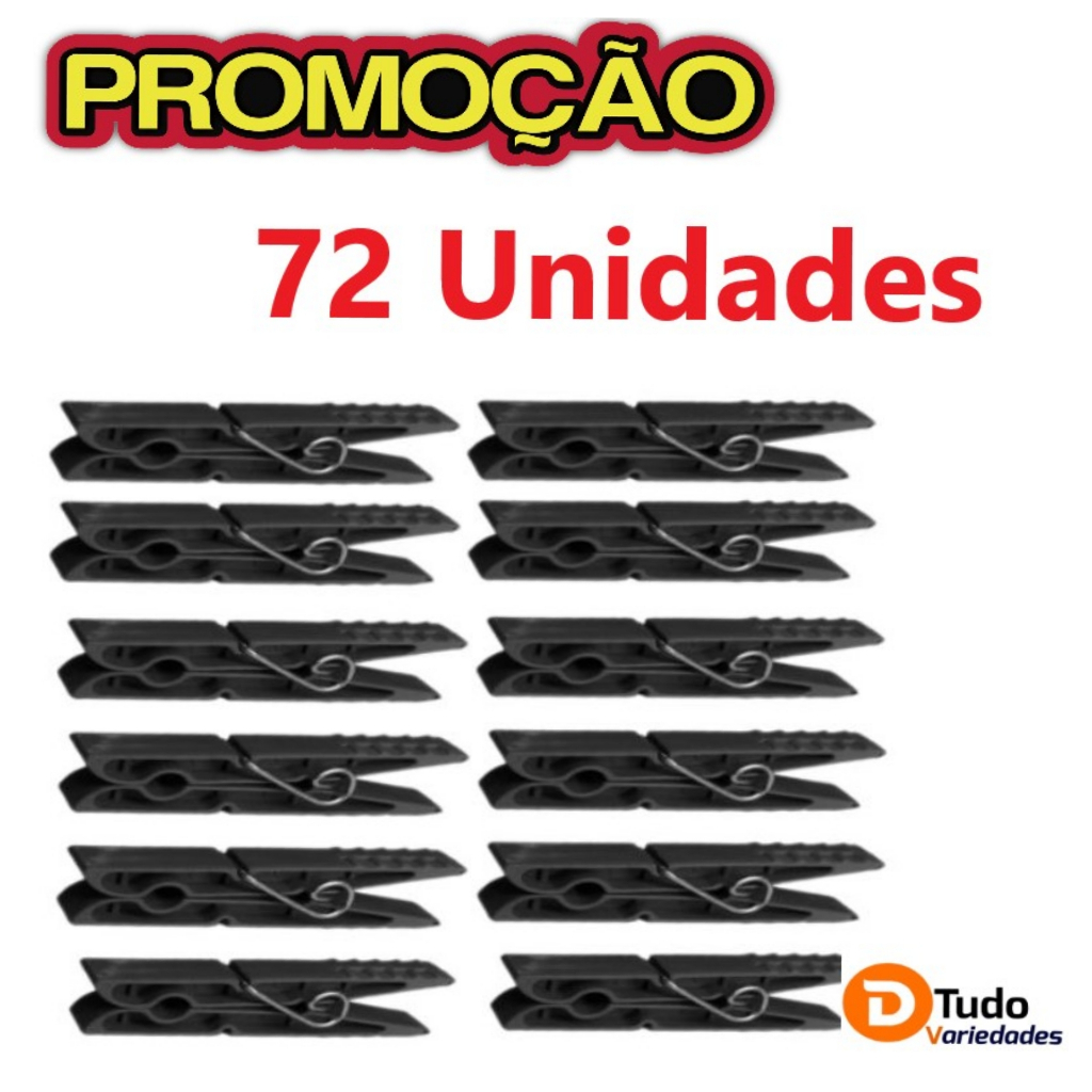 Pregador De Roupa Plástico, Kit 72 Unidades,Prendedores em Oferta na Shopee