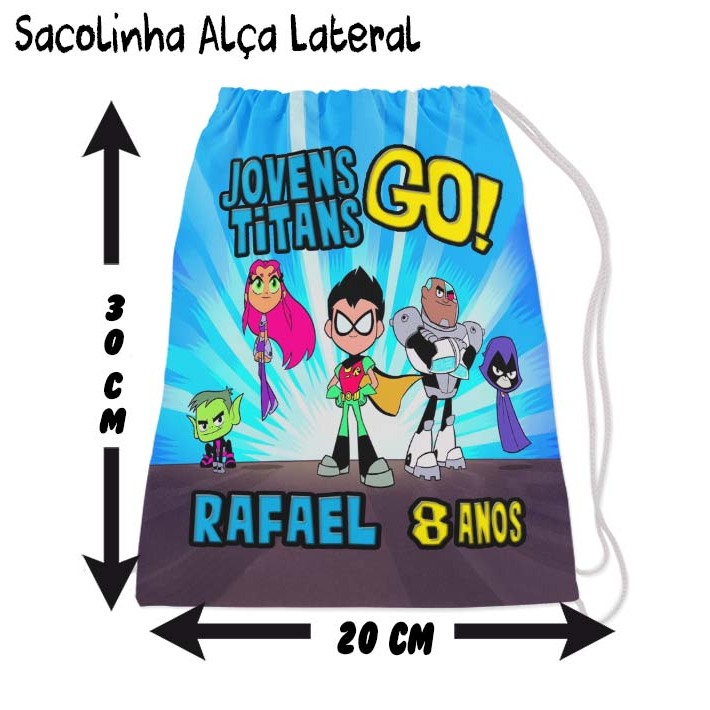Kit Mochilinhas Sacolinhas Sacochila Saquinho Lembrancinha Brinde Aniversario Personalizadas Jovens Titans