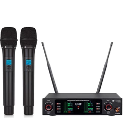 Microfone Profissional Kadosh Duplo Sem Fio Uhf Display Digital K-492m 2 Microfones K492