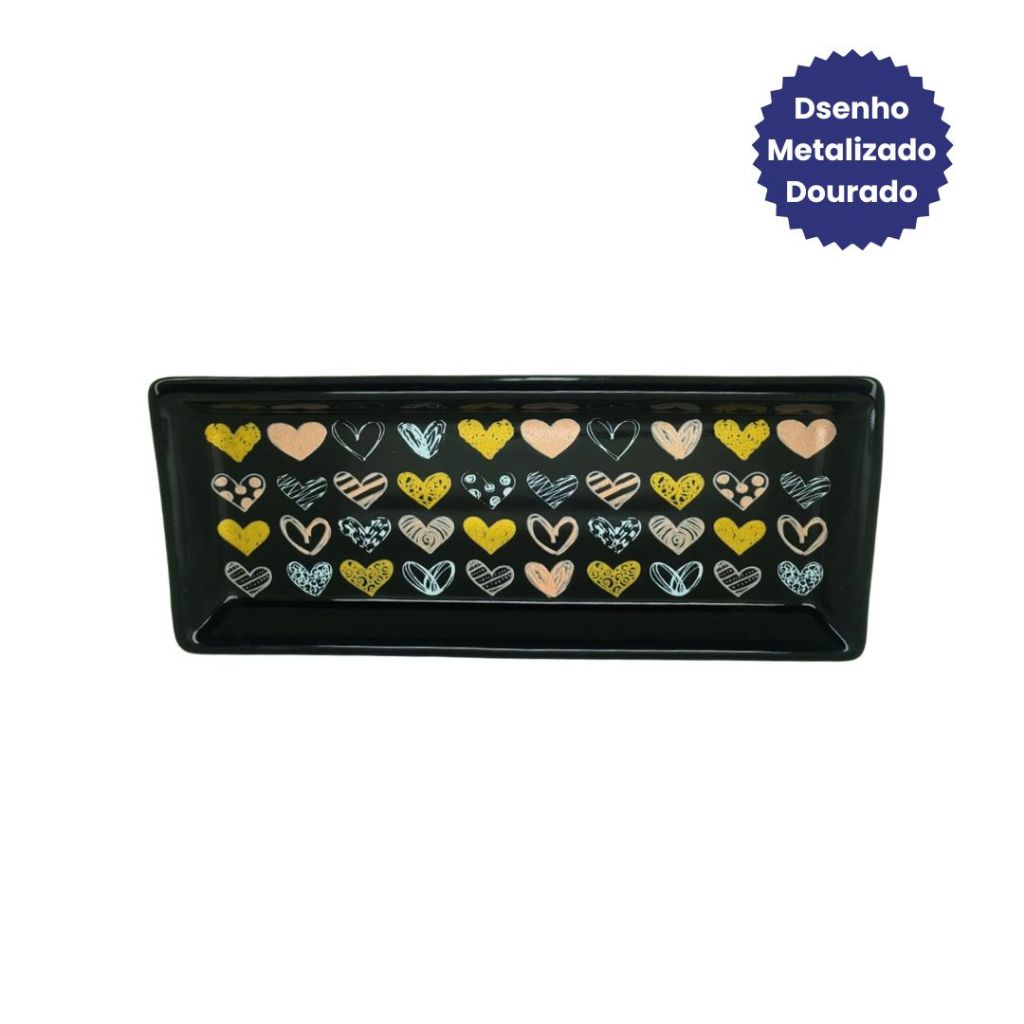 Porta Joias Porcelana Preto Decorado Organizador Bijuterias Anéis Brincos Mesa Penteadeira Presente