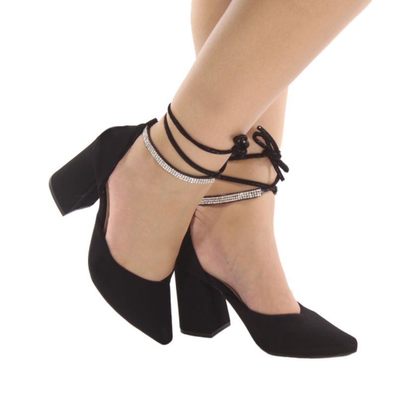 SCARPIM PRETO DE STRASS