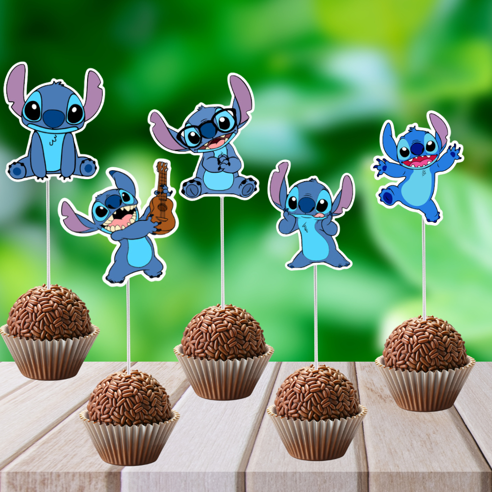50 ou 100 Topper de Docinho Stitch - Topper de Cupcake Stitch - Personagens Stitch para topper de docinho