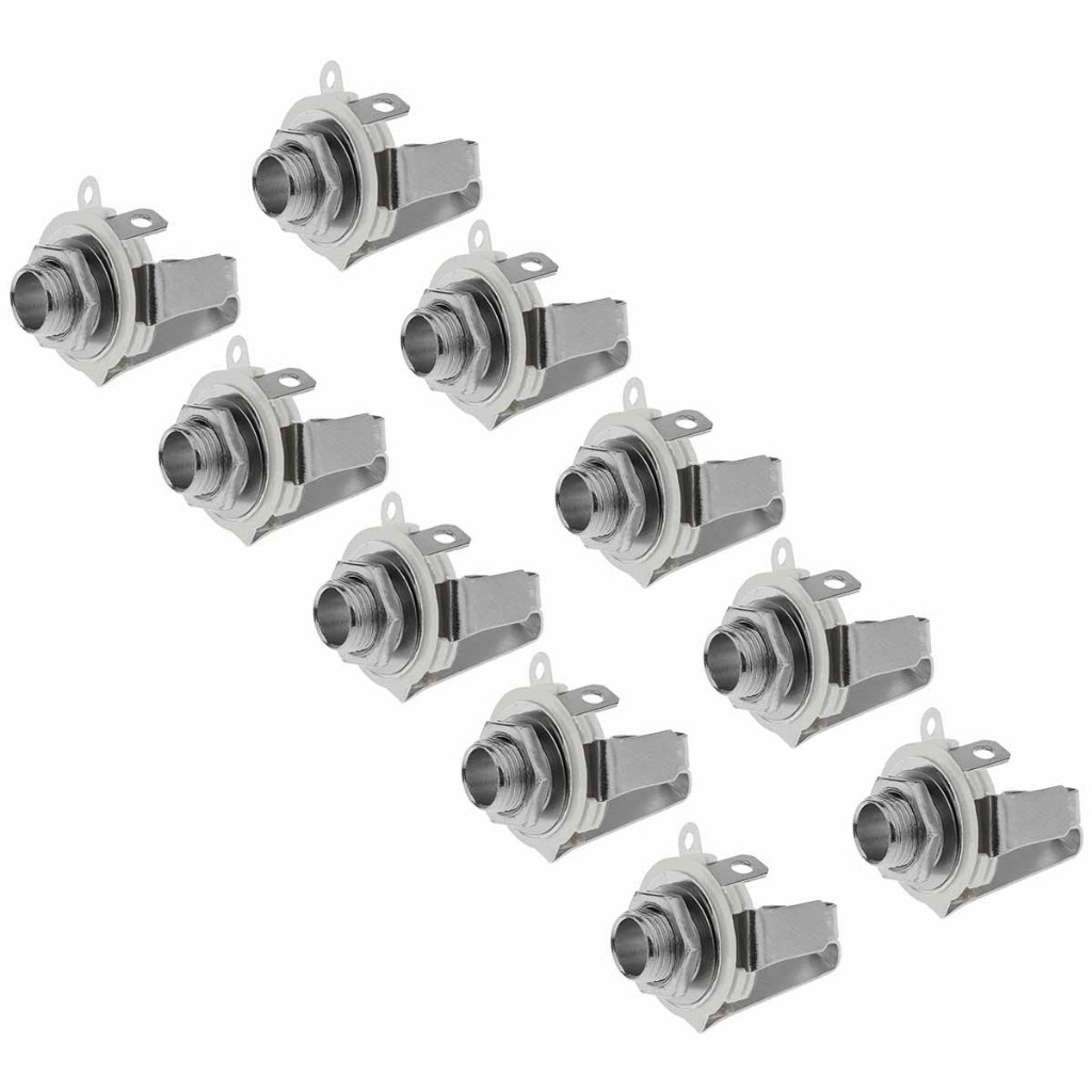 Kit Com 10 Conectores Jack P10 Estereo Para Guitarra Contra Baixo 1/4"