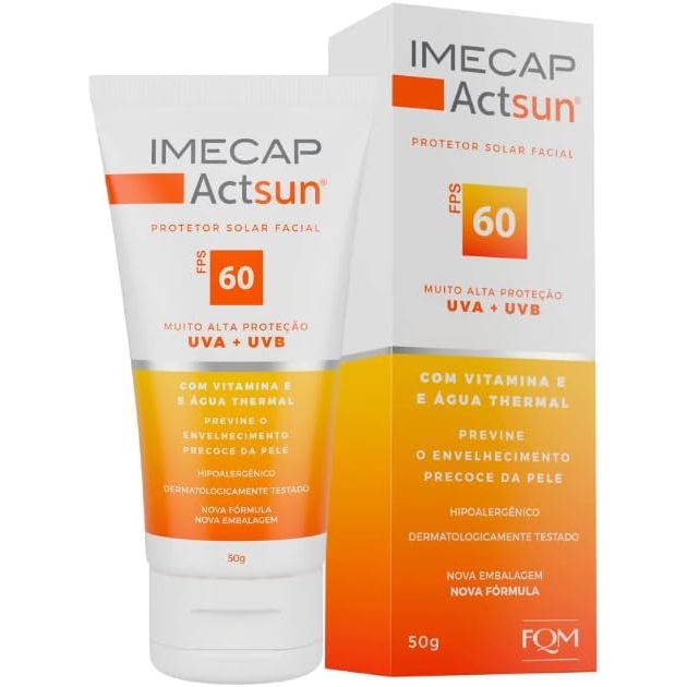 Imecap Actsun  Protetor Solar Facialcom Ácido Hialurônico FPS 60 50g