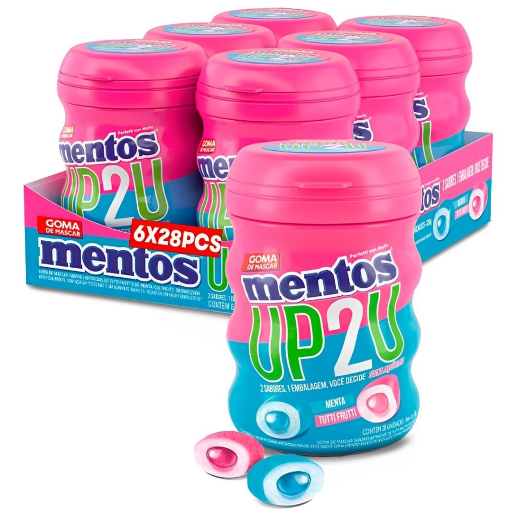 Chiclete Mentos Garrafa UP2U Mint Fruit C/6 Unidades Perfetti em Oferta na Shopee