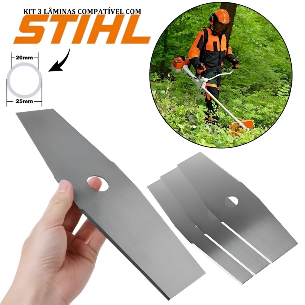 Kit 3 Lâmina Faca 2 Pontas P/ Roçadeira Stihl Fs160 Fs220 Fs280 Fs300 Fs310 Fs350 em Oferta na Shopee