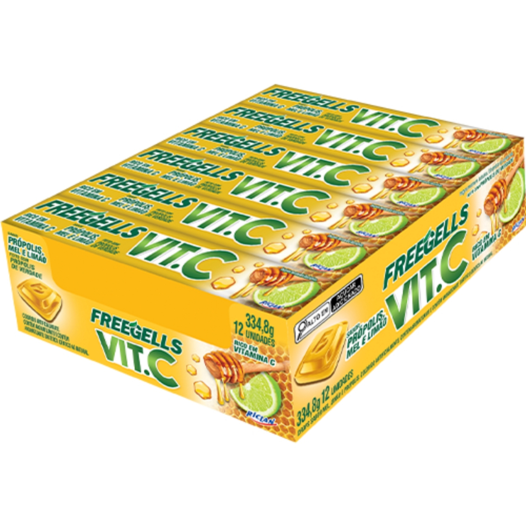 Freegells Drops Vita-C Própolis, Mel e Limão C/12 Unidades Riclan