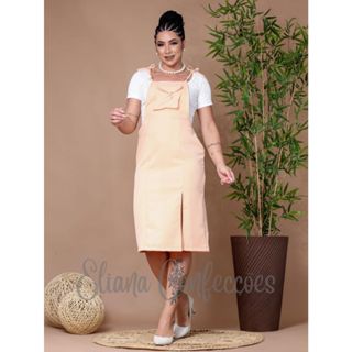 Saia jardineira com fenda na lateral com alça regulavel e bolso na frente - eliana confeccçoes black fraday* em Oferta na Shopee