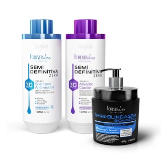Kit Nova Escova Semidefinitiva Zero 2x1L com Blindagem Capilar Forever Liss em Oferta na Shopee