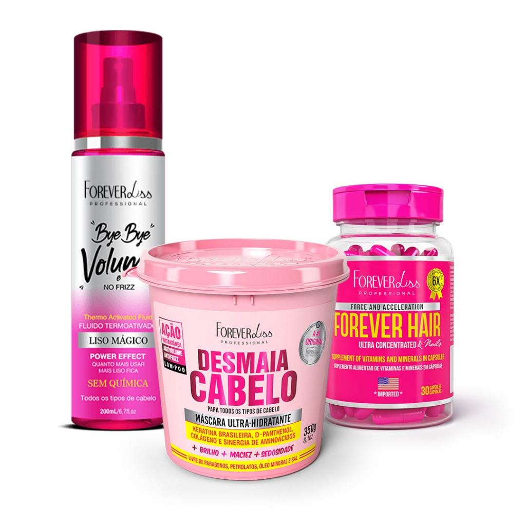Kit No Frizz Com Desmaia 250G Bye Bye Volume E Forever Hair
