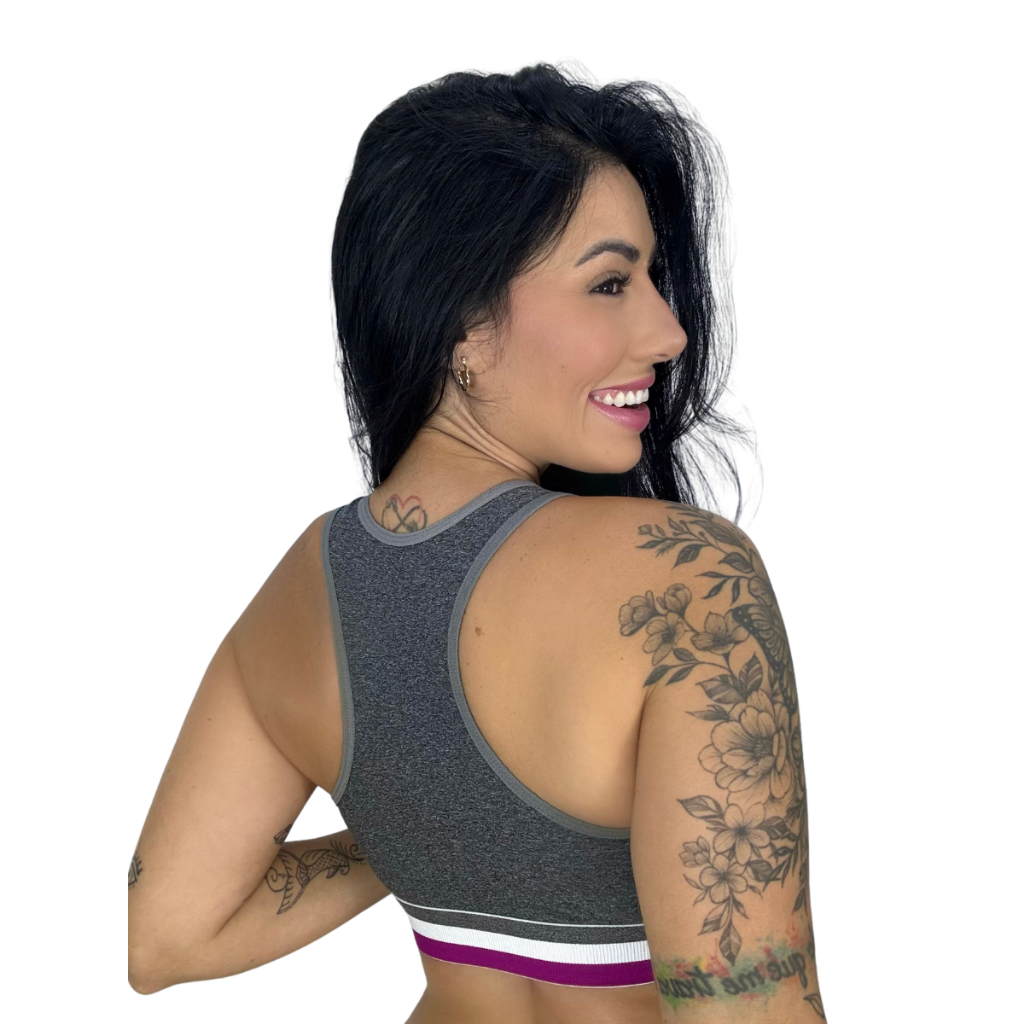 Kit 2 Top Liso Com Elástico Colorido Reforçado Sem Bojo Fitness Nadador — imagem 2 de 2