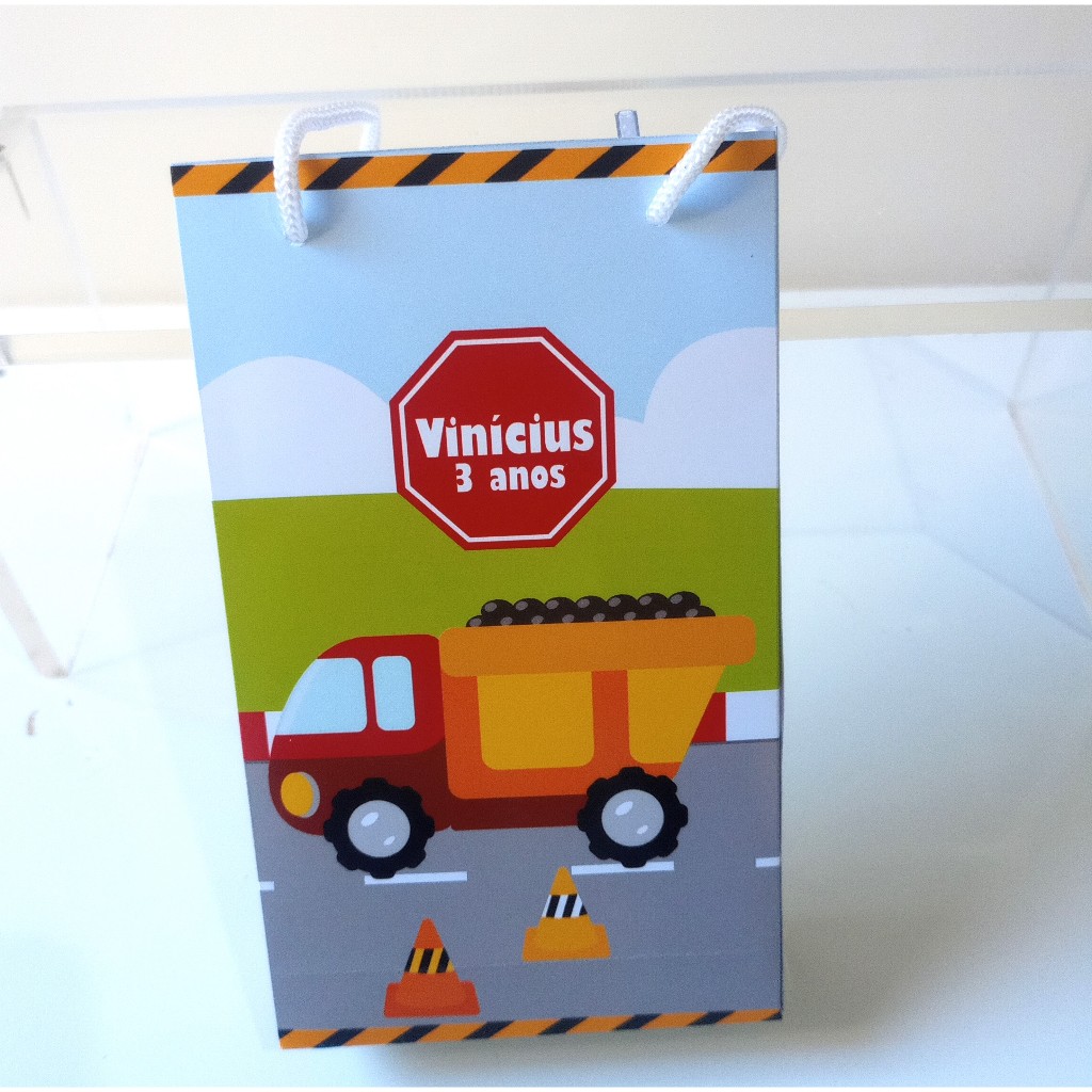 SACOLINHA PERSONALIZADA PARA LEMBRANCINHA DE ANIVERSÁRIO/FESTA - CONSTRUÇÃO/CONSTRUTORES.
