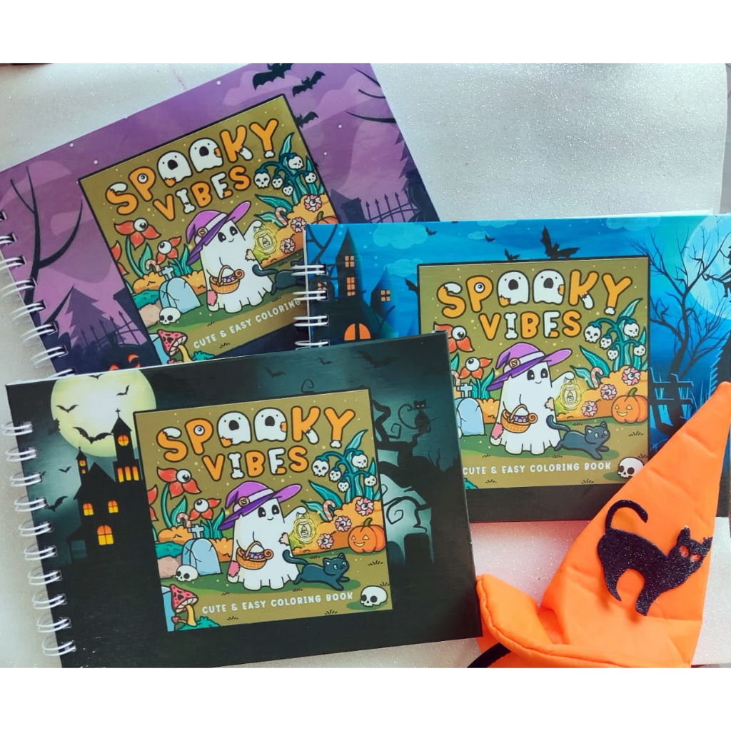 Livro de Colorir A5 - Halloween - 50 Folhas Grossas e Capa Dura - Caderno de Desenho e Pintura - Colorin