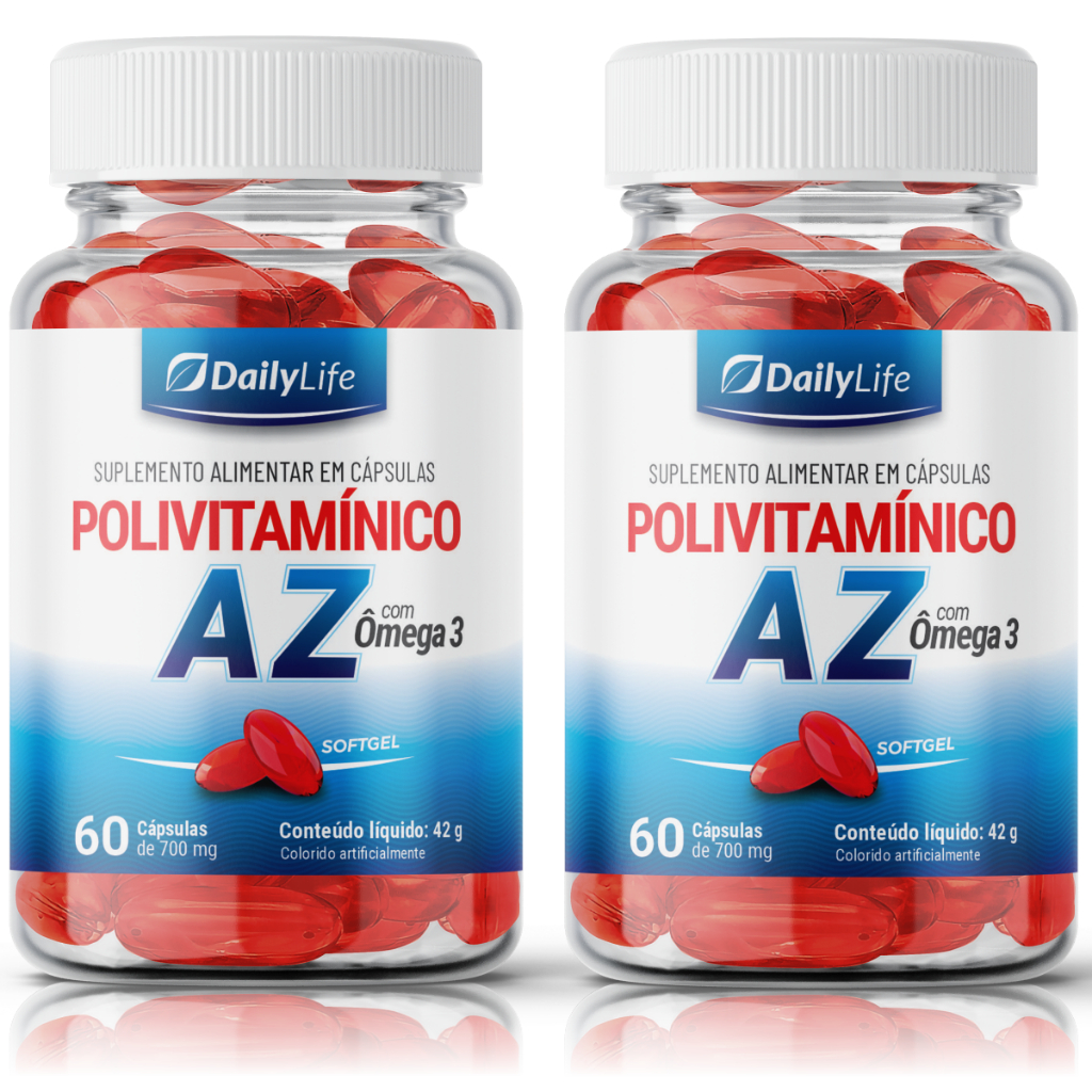 Kit 2x Polivitamínico AZ com Ômega 3 - 120 Cápsulas para Saúde e Vitalidade - DailyLife