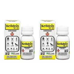 Kit 2 Inseticidas Kelldrin Sc 25 30ml Concentrado Mata Escorpião Barata Aranhas Traças Pulgão Carrapato Largatas