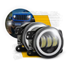 LED PARA CARRO FAROL LED 4 POL NEBLINA PROJETOR DRL ANGEL BRANCO OU AMBAR FAROL 30W 1200 LUMENS + SUPORTE