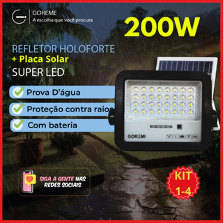 Kit 4 Holofote Refletor Led 200w Solar Prova D