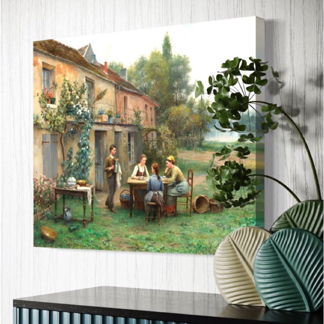 Quadro Café no Jardim de Daniel Ridgway Knight Naturalismo em Tela Acetinada em Oferta na Shopee