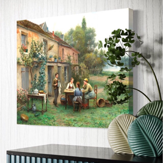 Quadro Café no Jardim de Daniel Ridgway Knight Naturalismo em Tela Acetinada em Oferta na Shopee