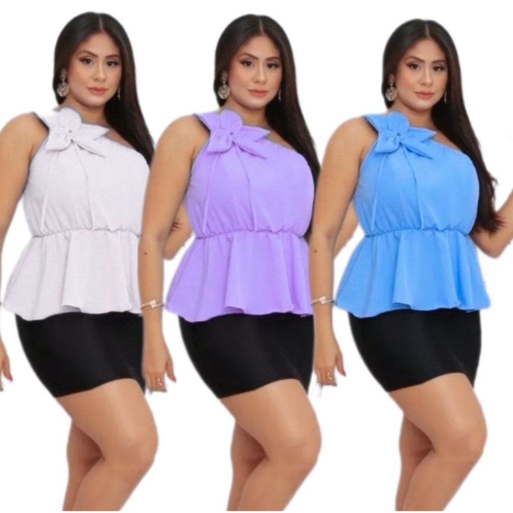 Blusa Cropped Feminina Bata com Flor no Ombro - Tendência