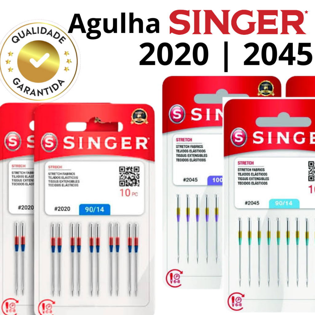 Agulha de Máquina Singer 2045  2020 e 2026 com 10 unidades / Costura Doméstica. em Oferta na Shopee