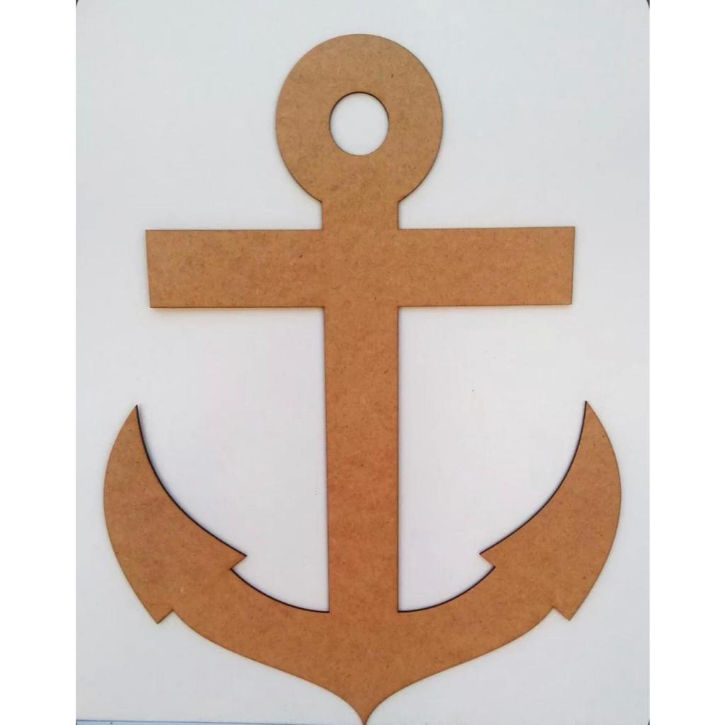 Kit 50 Unidades de Aplique 5cm MDF CRU Timão Leme Marinheiro Decoração e Âncora (25 de cada)