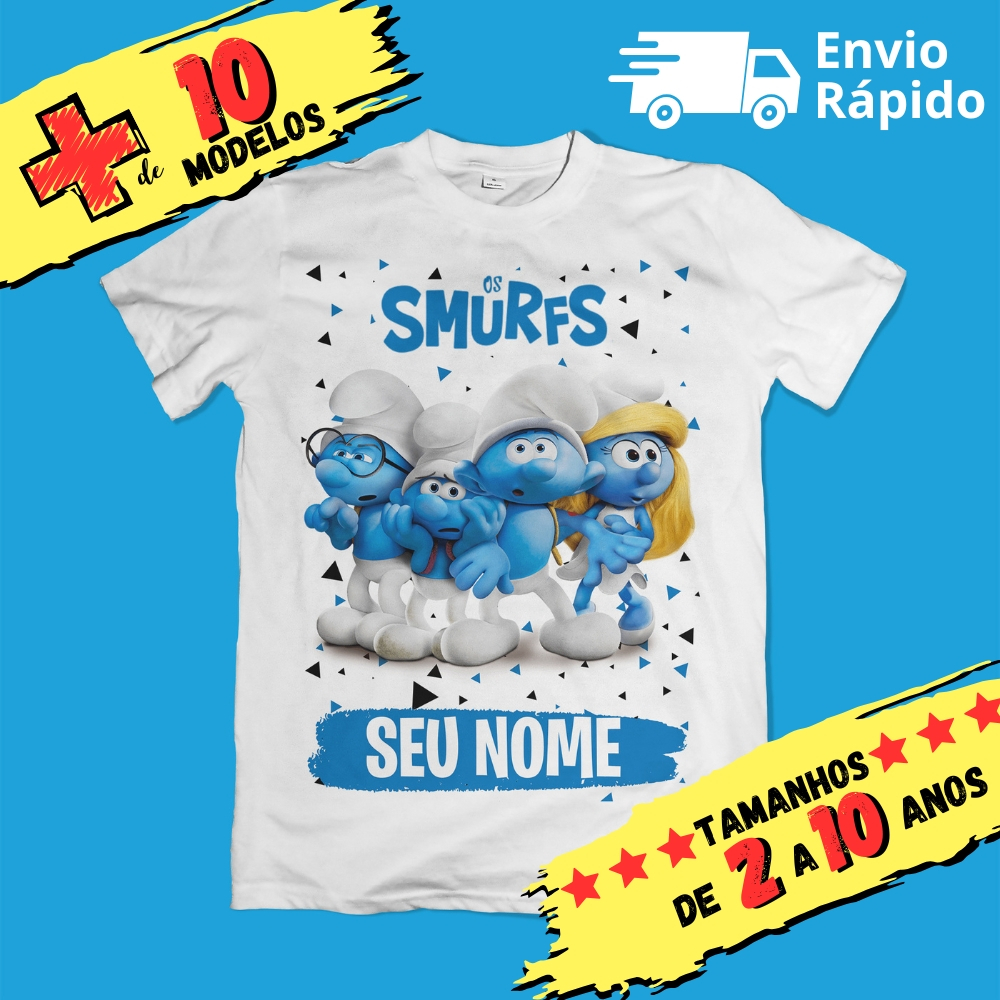 Camiseta Infantil Unissex os smurfs - the smurfs Personalizada com nome (Opcional) em Oferta na Shopee