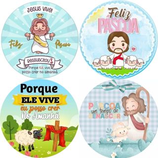 Kit 130 adesivos redondo Páscoa Cristã/ Etiquetas adesivas em Oferta na Shopee