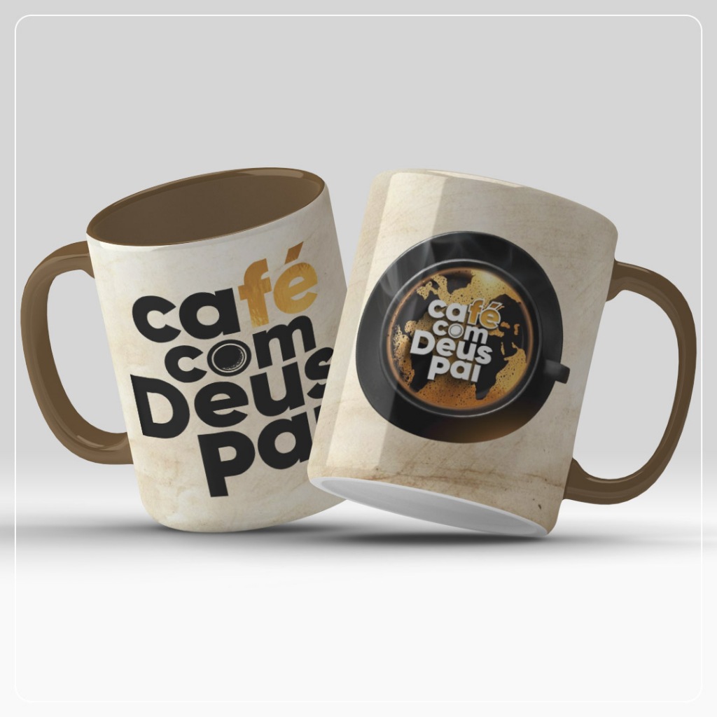 Caneca Café com Deus Pai 2025 Lançamento - Marrom