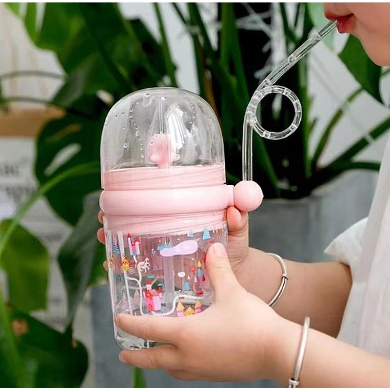 Copo Com Canudo Infantil Personagem Plástico - Promoção