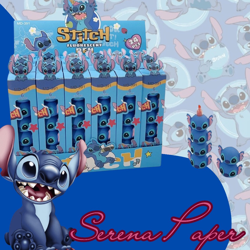 MARCA TEXTO DIVERTIDO EMPILHAVEL STITCH / 5 CORES / PAPELARIA FOFA KAWAII / MATERIAL ESCOLAR FOFO