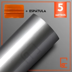 5 Metros Adesivo Película Vinil Prata Tipo Inox Impermeável Envelopar Fogão Geladeira Móveis + Espátula Para Aplicação