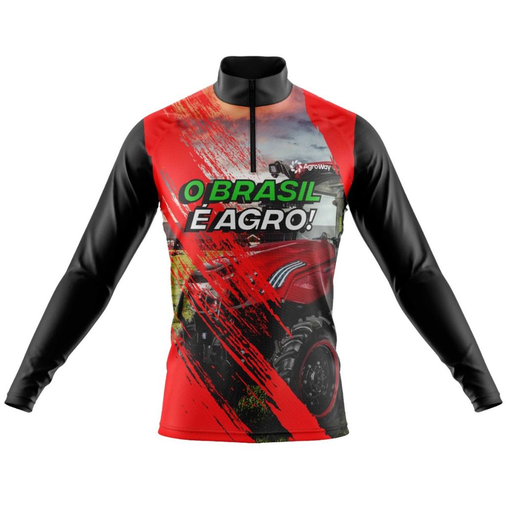 Camisa Camiseta Agro Térmica Proteção Uv Trator Brasil Blusa Manga Longa Masculina