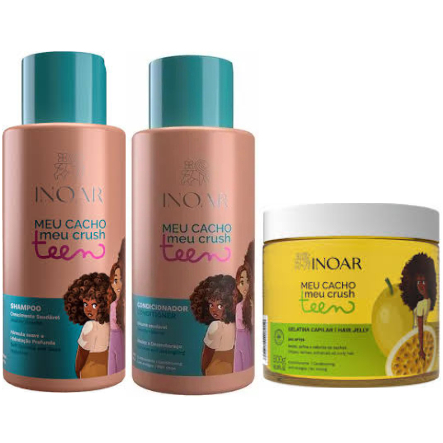 KIT INOAR MEU CACHO MEU CHUSHTEEN SHAMPOO + CONDICIONADOR 2X500ML + GELATINA DE MARACUJÁ 500G