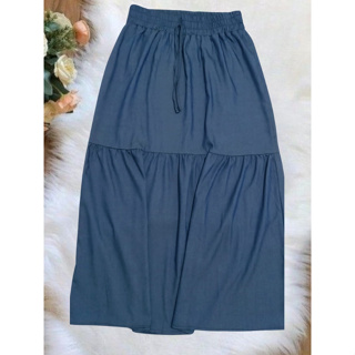 Saia de chambray Babado Cintura Alta Feminina em Oferta na Shopee